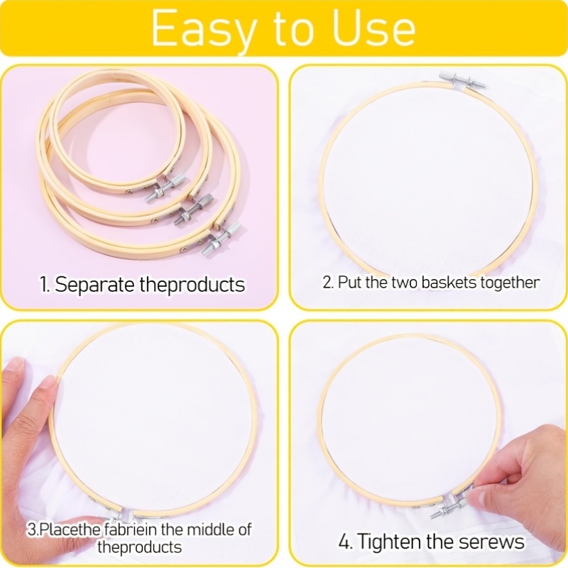 3pcs Embroidery Hoop Set with Anti-Slip Design