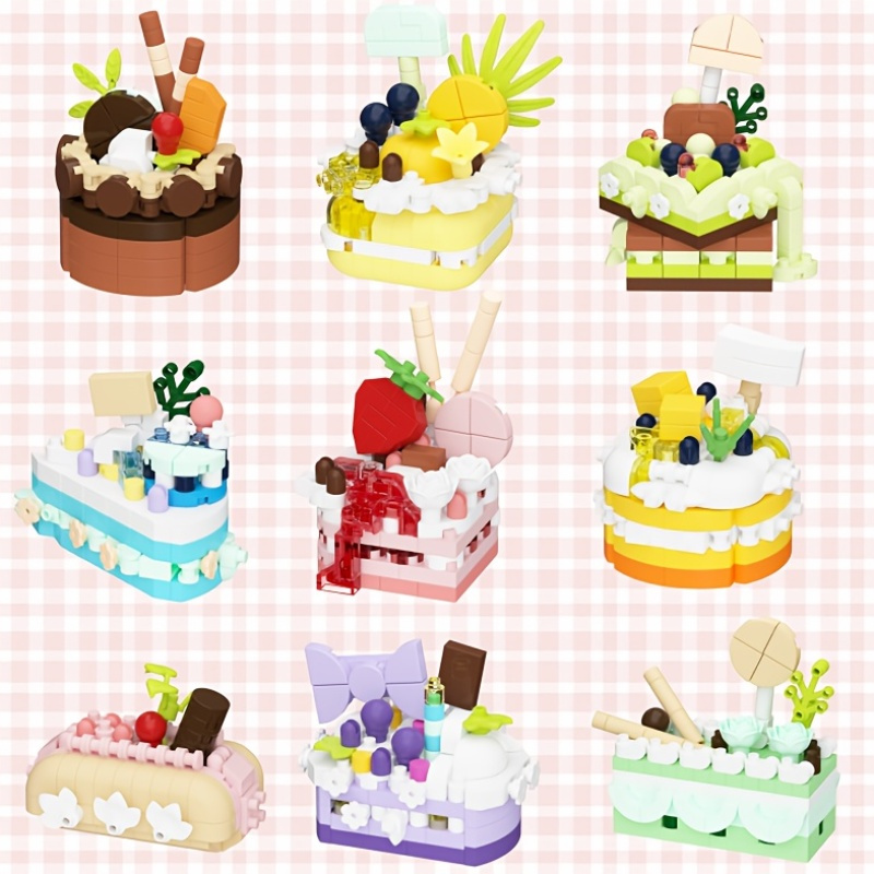 DIY Building Blocks Cake Set Strawberry Tea Party Playset