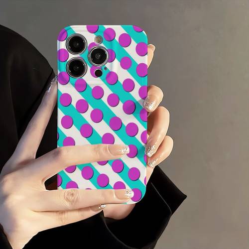 Phone Case - Purple Polka Dot Twill Pattern Phone Case Suitable for Iphone , Iphone 16 /14/15 PLUS/15/13 Pro/12/11/7/8 Plus/X/Xr/Xs MAX, High Aesthetic, Premium, New Arrival, Women S And Men S, Fresh, Full Coverage