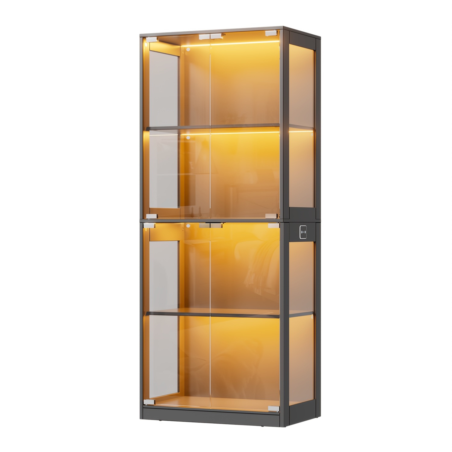 Image of Double-door Glass Display Cabinet, Four-shelf Dust-proof, Collectible Display Cabinet, Suitable For Living Rooms And Offices