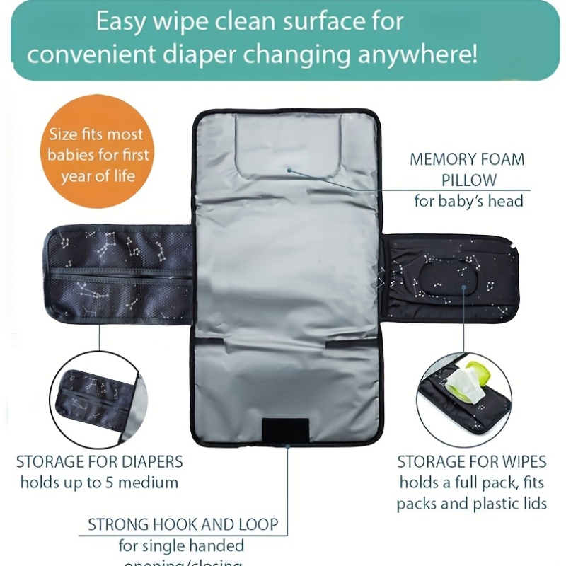 Portable Diaper Changing Pad with Tissue Storage Bag