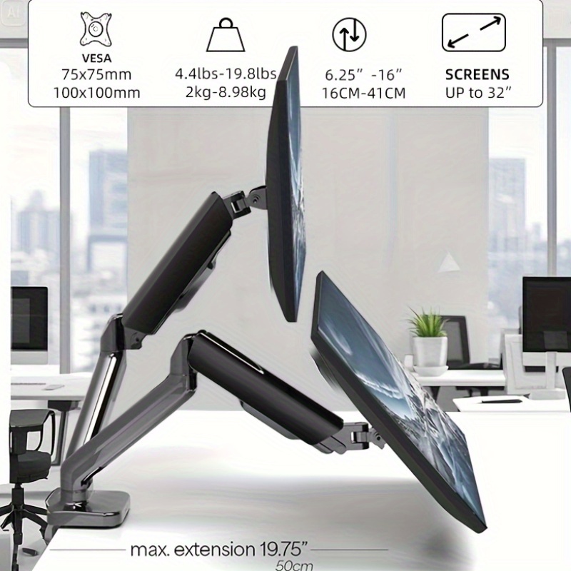 Support de table Kimex pour PC 13''-32'' VESA 100x100 Max. 8Kg