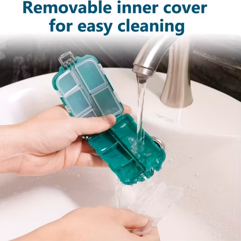 1pc travel waterproof moisture proof 7 day pill organizer polypropylene plastic with sealed compartments unscented daily medicine box for travel Product details 5