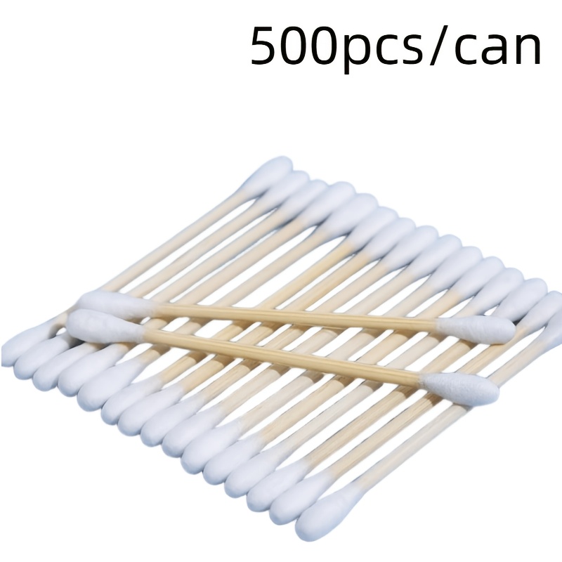 500pcs/can, Double-headed Disposable Swabs Pp Stick Material Bagged Cosmetic Ear Cleaning Household Balls
