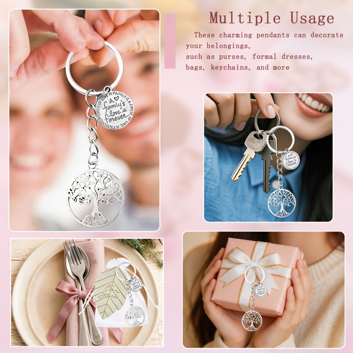 54pcs Vintage Ethnic Style Palm Lotus Flower Pendant Keychain Pack
