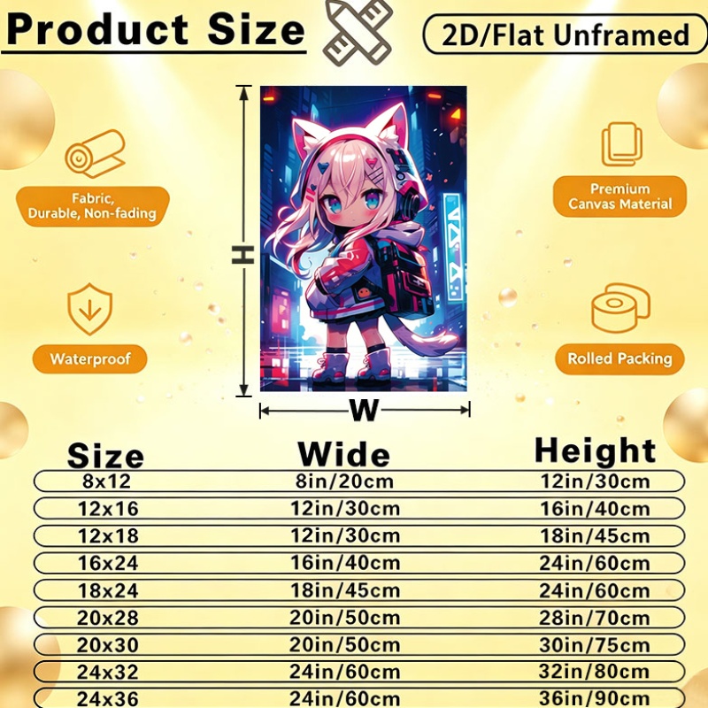 2d 플랫, 2d 플랫, [포스터 및 프린트] 2d 플랫 애니메이션 고양이 귀 벽 장식 1개 - 모던 팝 아트, 프레임 없음, 방 장식용 가로 방향, 창의적인 파티 장식,   아트, 캔버스 소재, 2d 플랫 디자인