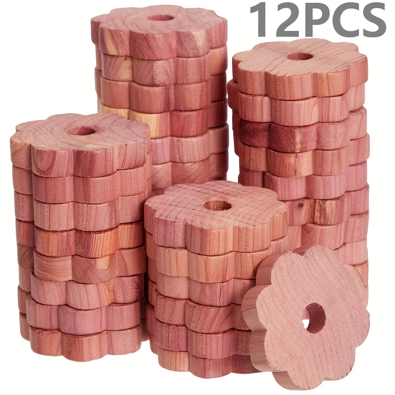 12pcs of   blocks, flower shaped   rings, wardrobe wood blocks, wardrobe freshener  , used for clothes hangers, wardrobes, and drawers for clothing storage 0