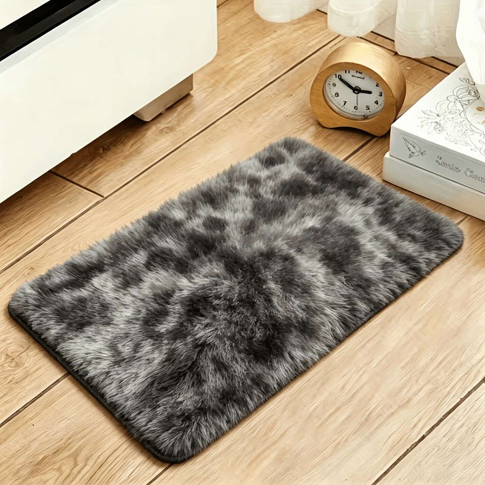 TEMU 1pc Alfombra de pelo largo de color mezclado /Tie-Dye , Tapete decorativo de interior, Accesorio lujoso para el hogar