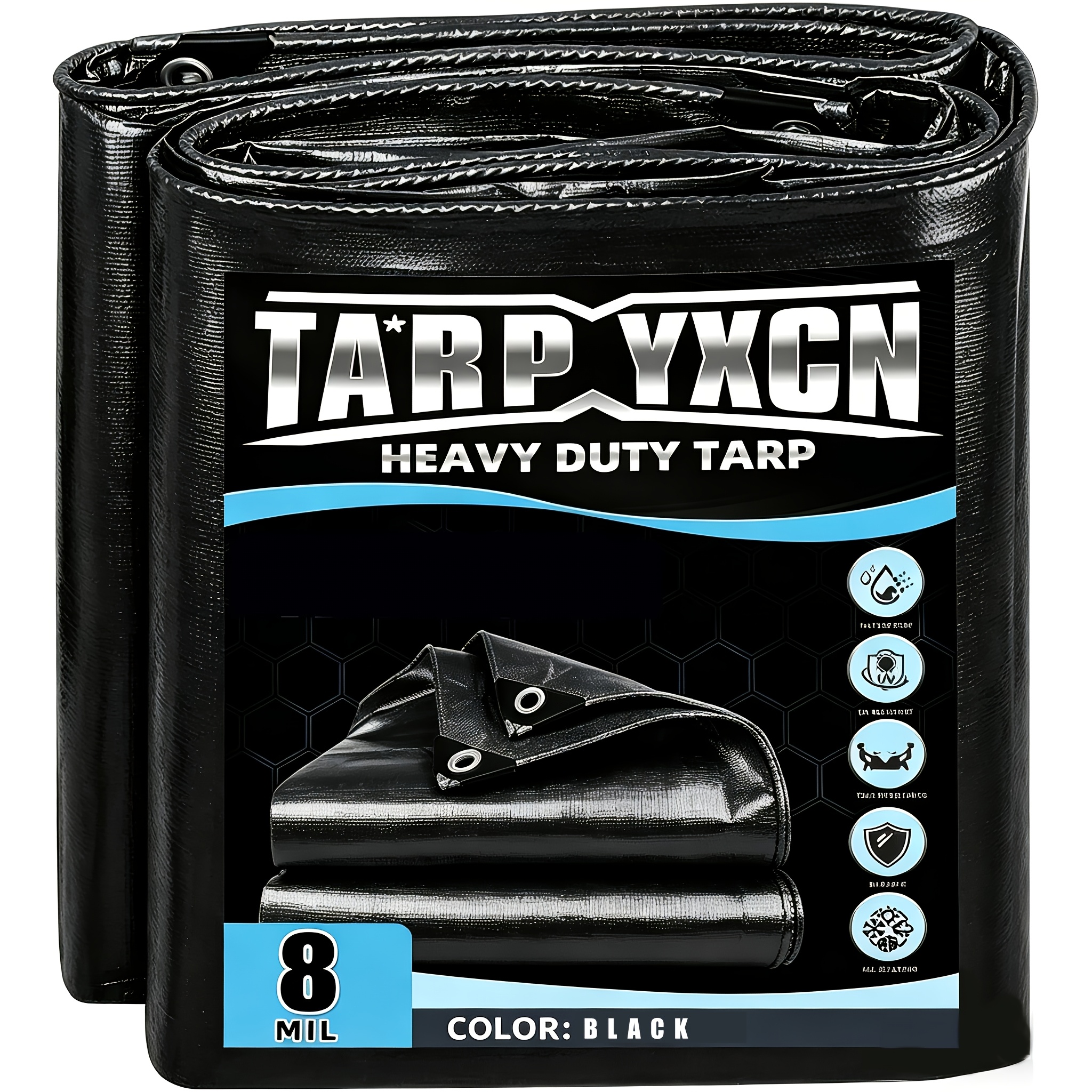 Image of Perforated Waterproof Tarpaulin, Perforation 0.61 Meters (2 Feet), Weight 146 Grams Per ; Protective Tarpaulin, Dimensions 2 Meters X 3 Meters, Black