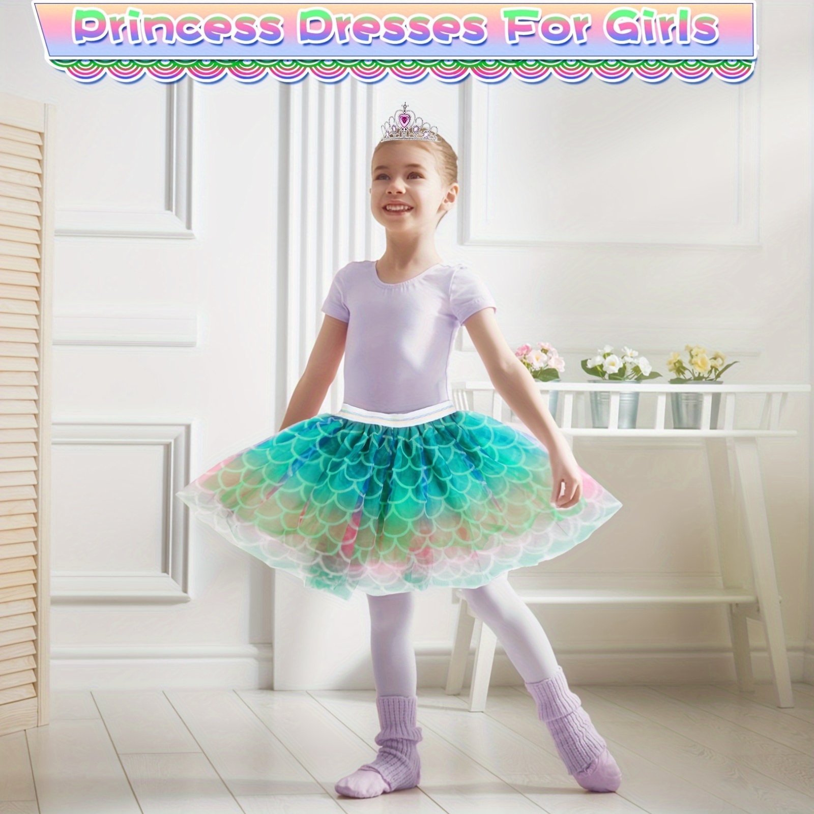 mermaid inspired princess dress girls 3 9 years vibrant - Temu Oman