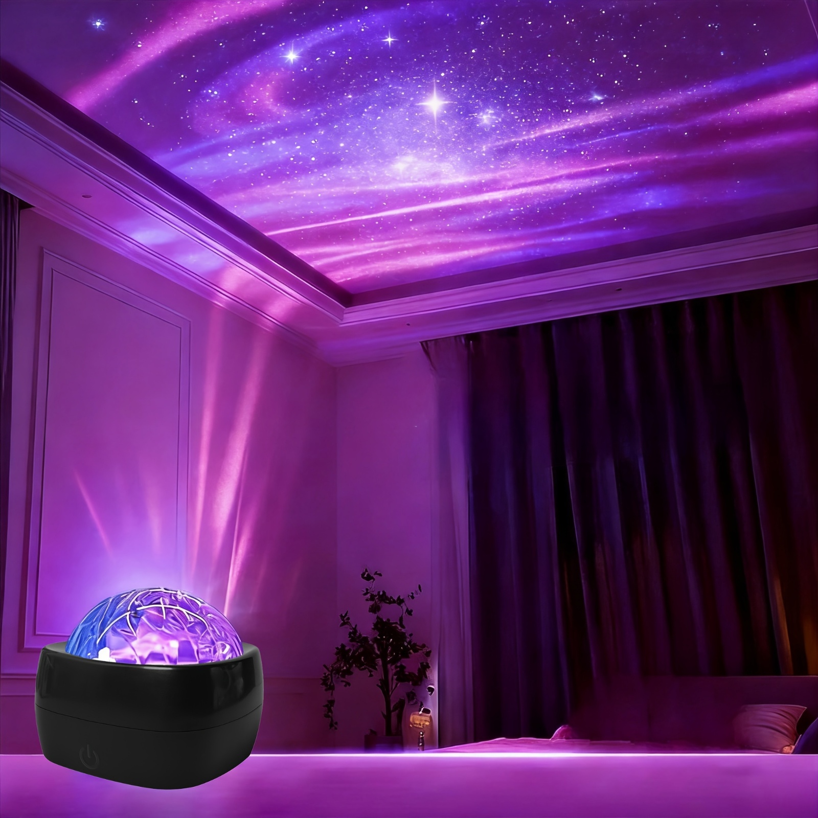 TEMU 1 Aurora Galaxy Starry Sky Projection Table Lamp, Usb-powered Starry Night Light, Suitable For Bedrooms, Game Rooms, Parties, And Home Aesthetic