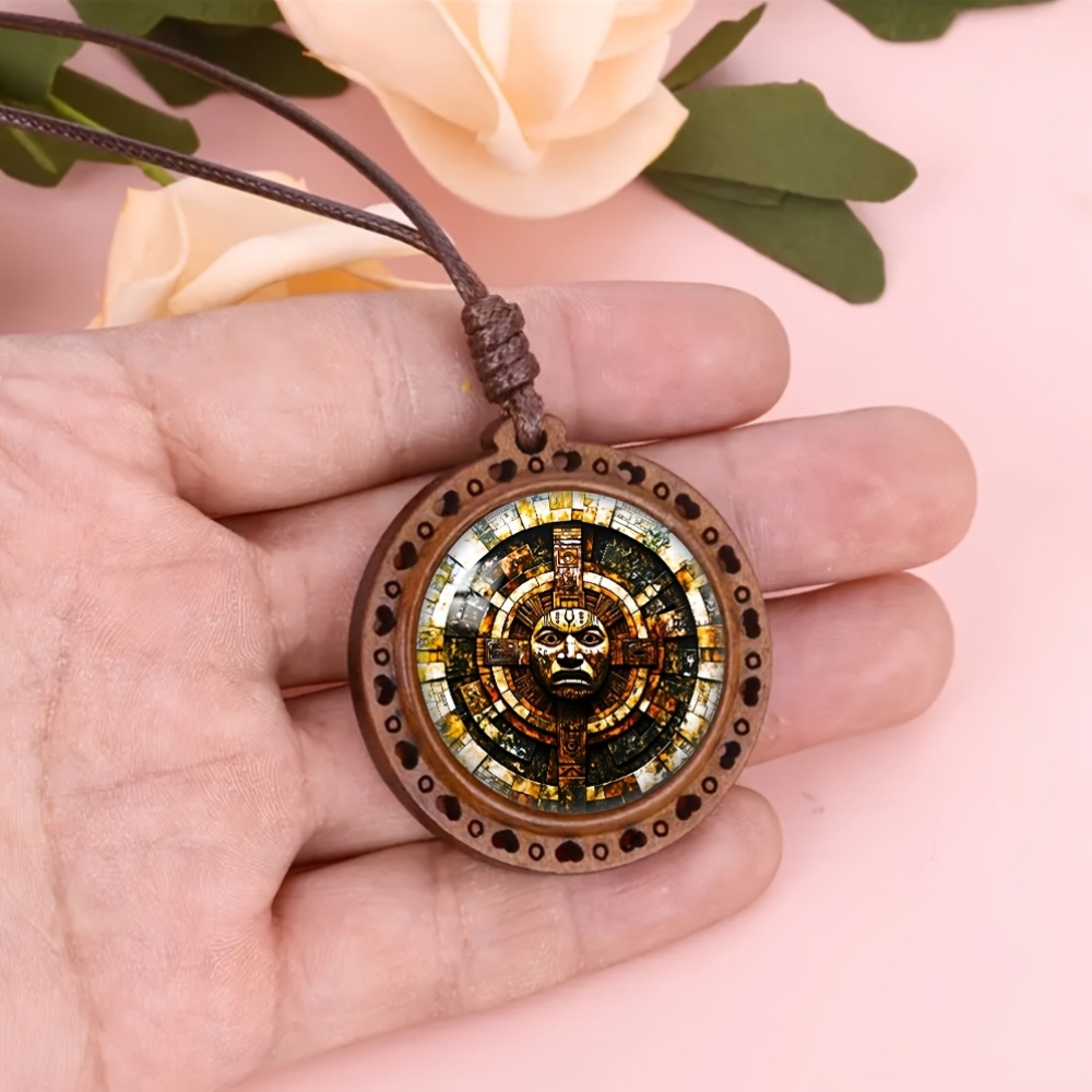 Ancient Totem Heart Wooden Necklace