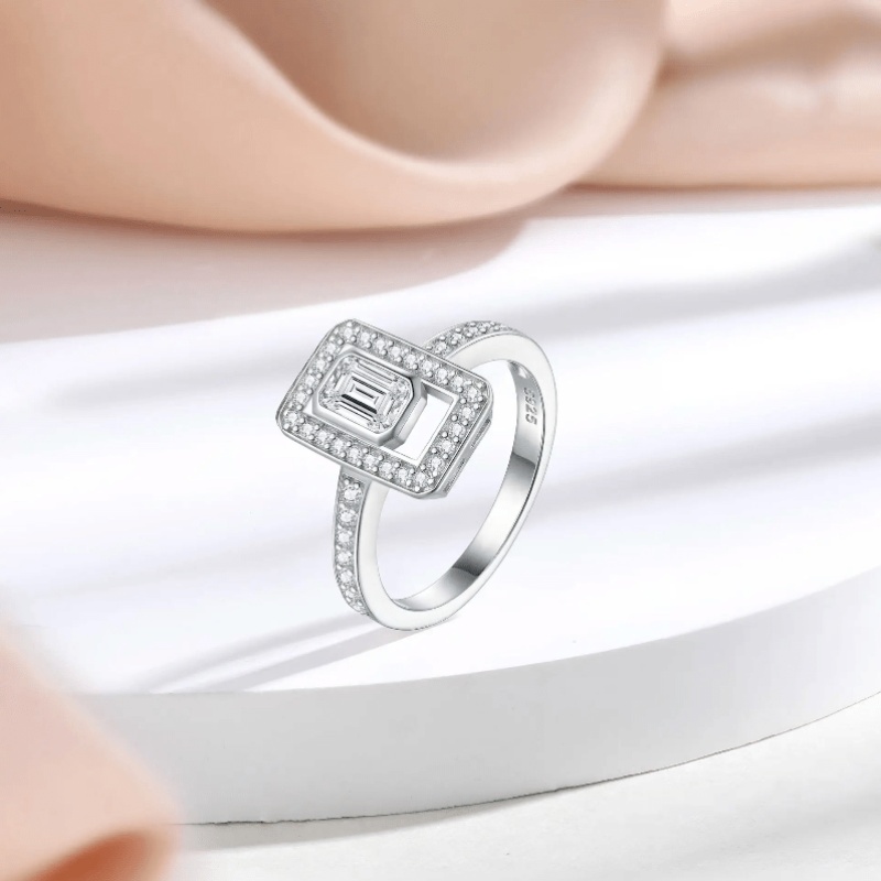 Women's S925 Silver Moissanite Eternity Ring, Classic Full Pave Band