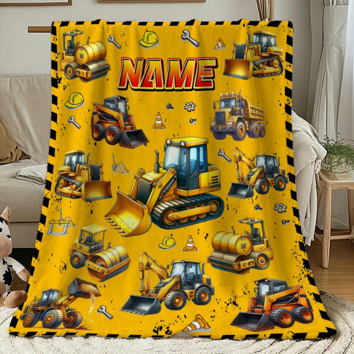 Customizable Name Engineering Vehicle Fleece Blanket