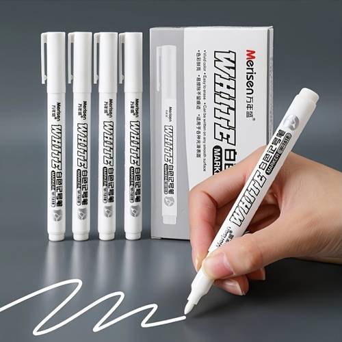 3 pack white permanent markers no bleed featherless for diy graffiti drawing and journaling