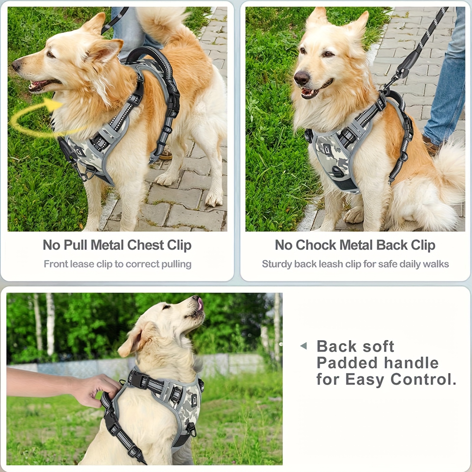 reflective   dog harness with handle for easy walking and training 6