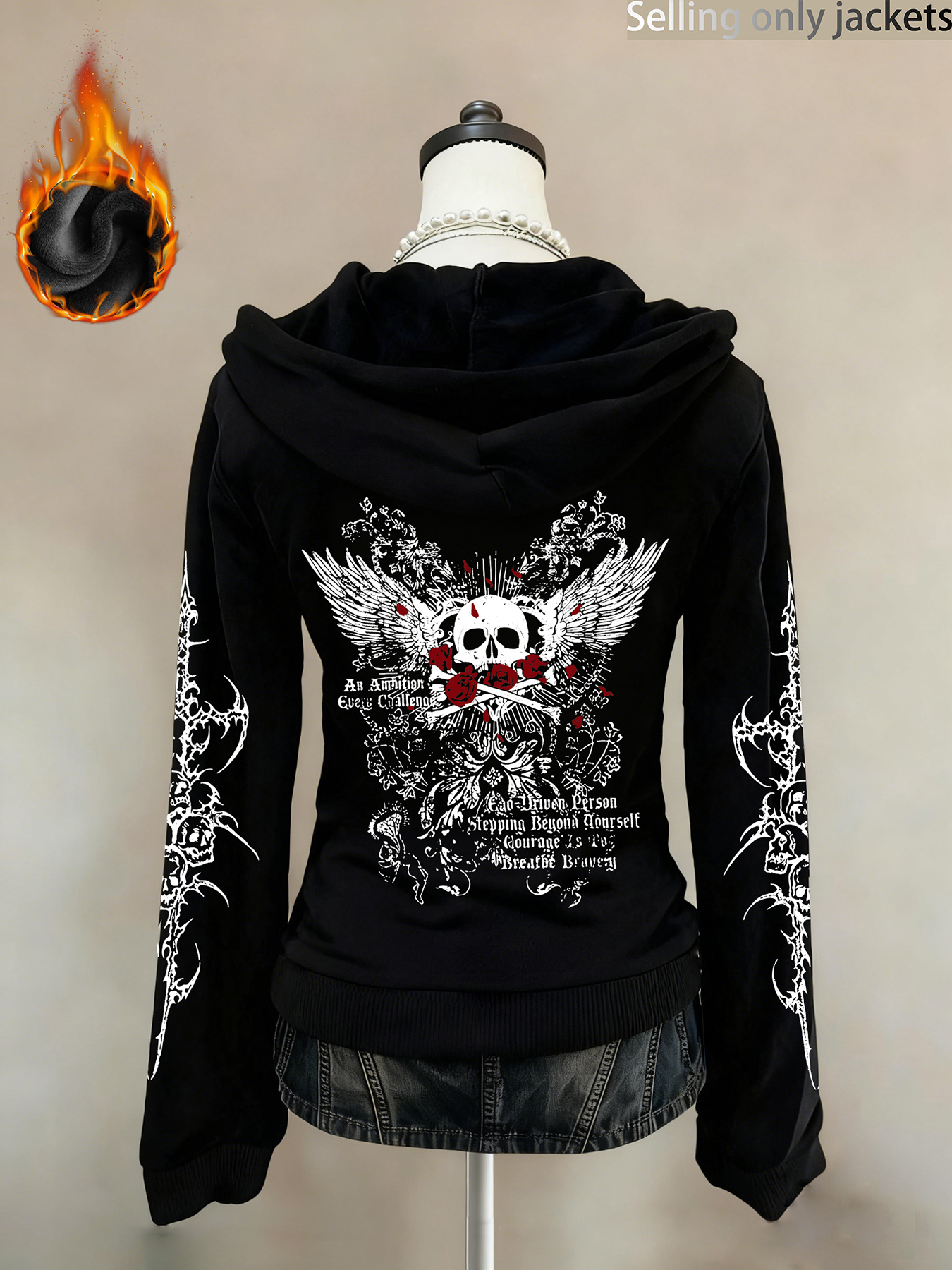 neue herbst winter y2  trend neue dicke schwere samt schwarze kapuzenjacke mit reißverschluss, schwarze strickjacke lässiger lazy commuting  2k style gothic style, trendiger amerikanischer retro y2   , coole und edgy style