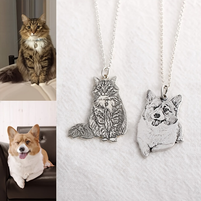 TEMU Customized Personalized Laser-engraved 304 Stainless Steel Pet Photo Dog Tag Necklace Pendant - 3 Styles (, Graffiti Art, ) - Durable Pet