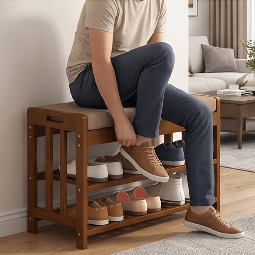 padded shoe rack shoe minimalist style high end bamboo door beautiful and durable with tools and required additions strong load bearing stability multifunctional storage shoe integrating shoe rack