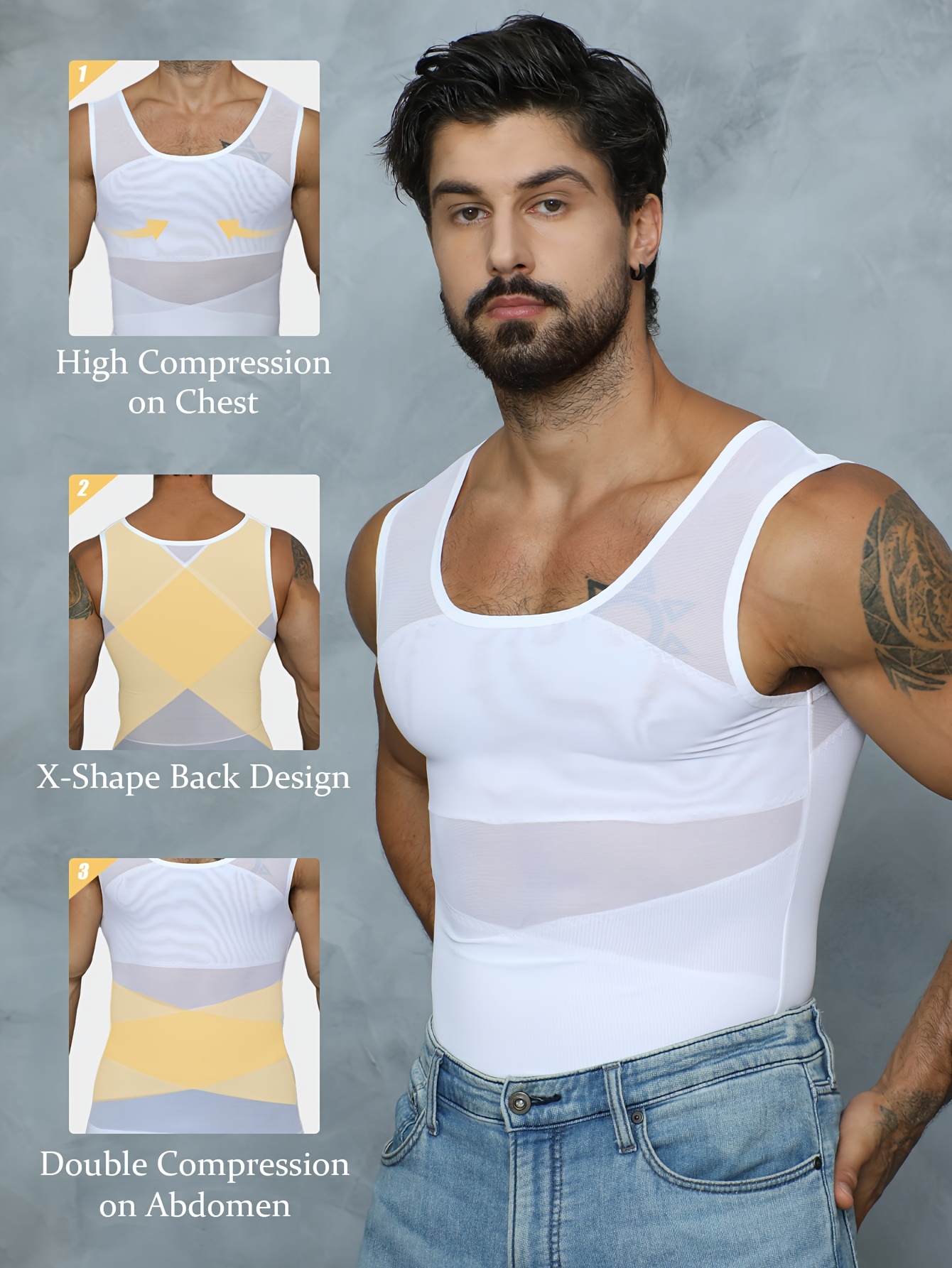 item picture mens abdominal fat   vest ultra thin breathable   vest post   recovery seamless invisible underwear mens cool workout   vest