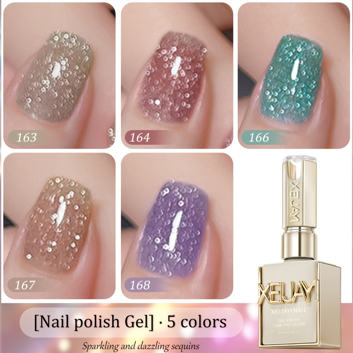     15ml long lasting diamond glitter color gel nail polish   monochrome     beginners and     easy and trendy   at home