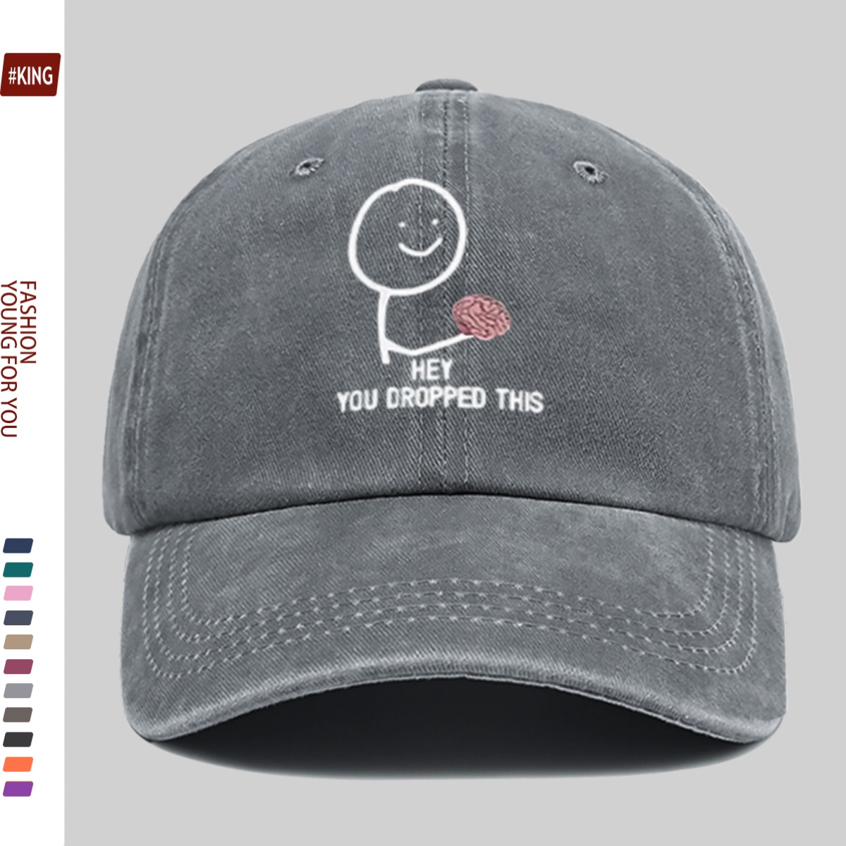 Smile Face Hand-Held Brain Pattern Printed Baseball Cap