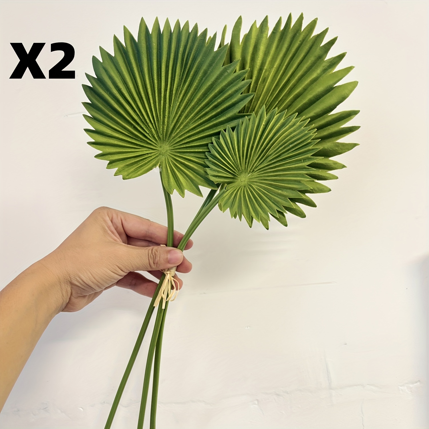 Image of 6pcs Artificial Palm Leaves, Artificial Tropical Fake Palm Leaves, Suitable For Hawaiian Banquet Baby Shower Season Decoration