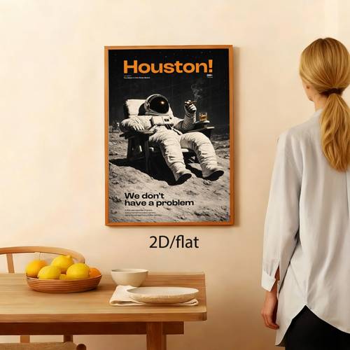 affiche et peinture plates 2d, 2d flat, 2d flat, 1pc rétro astronaute sur toile, art mural | décoration amusante houston, navons pas de problème, art mural de bar pour ronflement, très approprié pour bureau, salon, chambre à coucher