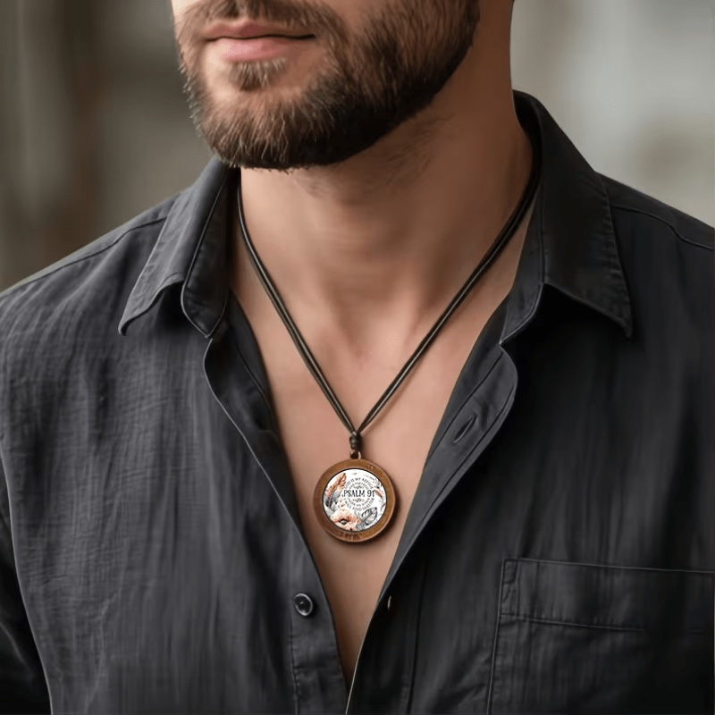 2D Flat Retro Bohemian Poem Printed Necklace, Adjustable