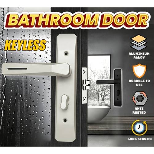 Artikelbild universal türgriffverschluss für badezimmertüren, für toiletten und badezimmer, mit schlüssellose funktion, einzelschloss schwarz leise türgriff aus aluminiumlegierung für badezimmer toilette universal türgriff badezimmer türschloss eisenplatte aluminiumgriff innen schwarz