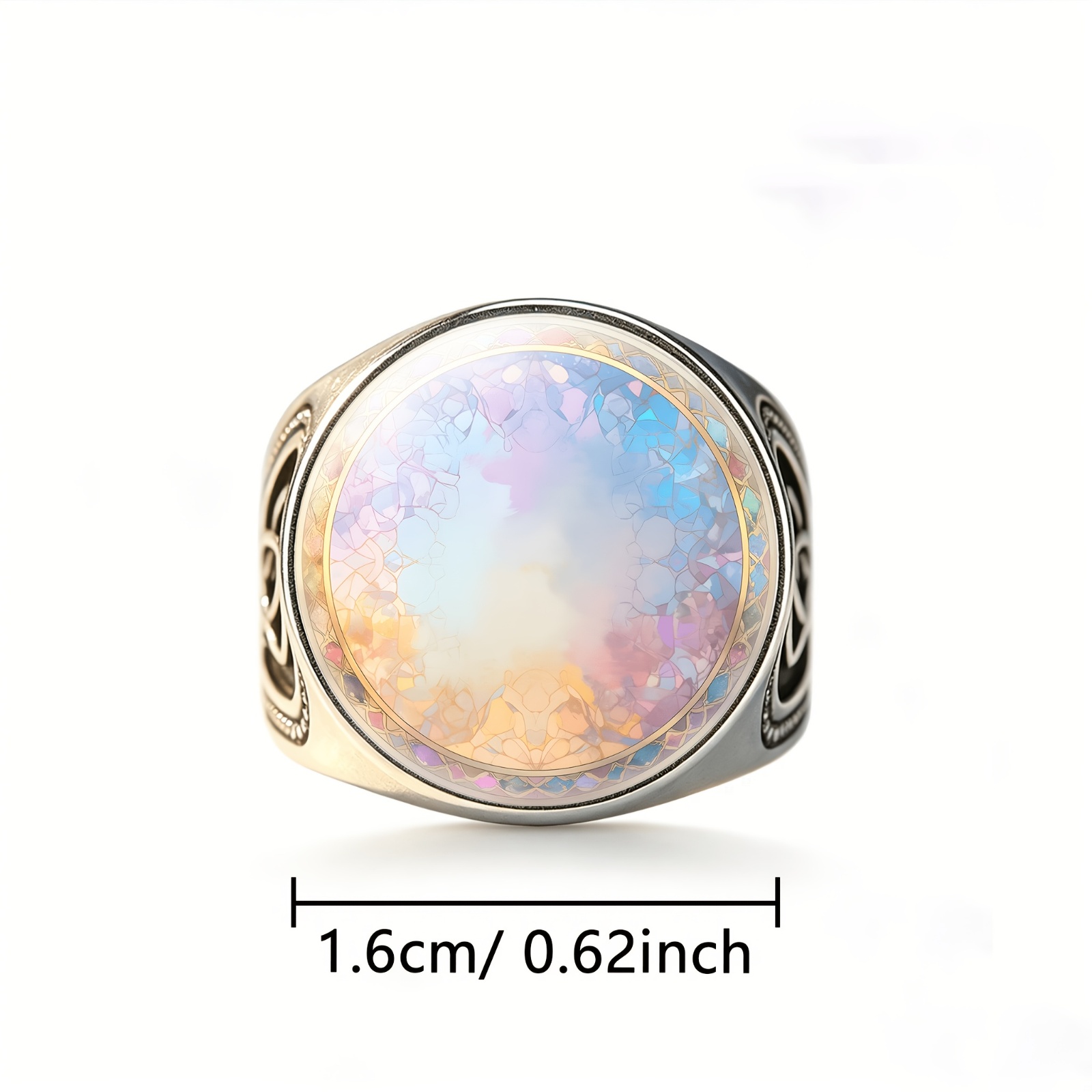 Metal Textured Ring for Men and Women, Colorful Pattern