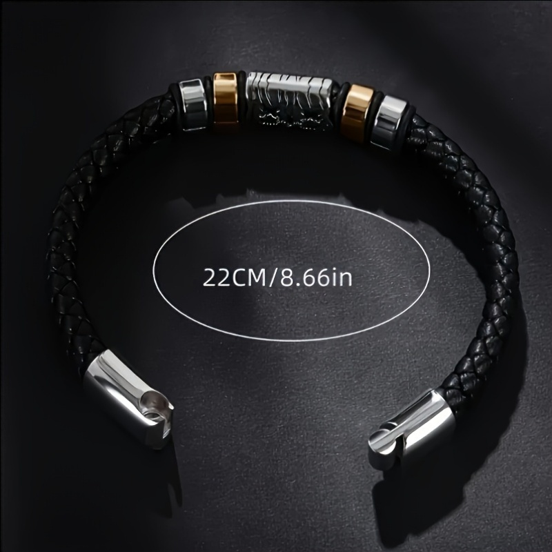 Men's Braided Leather Wristband, Stylish Accessory