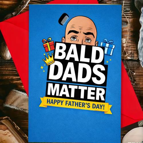 1pc humorous fathers day greeting card bald dad with gifts and bald dads happy fathers day suitable for fathers fathers day cartoon comic funny novelty card