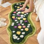 runner rug bath mat non slip ultra soft absorbent aesthetic decor shaggy tufted flower extra long bath rugs for bathroom floor shower washable dry and home decor 24 x 47inch