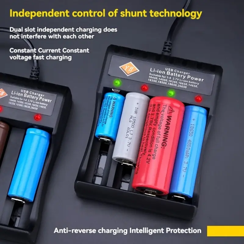 1 usb battery 4 slot smart battery charger 3 7 charging for 18650 16340 14500 26650 li ion batteries fast and intelligent multiple protection suitable for power banks electronic devices ideal gift for tech enthusiasts details 1