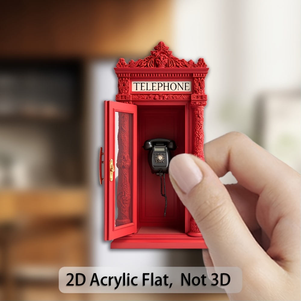 TEMU [] 1 Magnete Piatto 2D, Realizzato in Acrilico e Gomma, Combinando Eleganza Classica con Stile Moderno - una Bellissima Cabina Sculpatissima con
