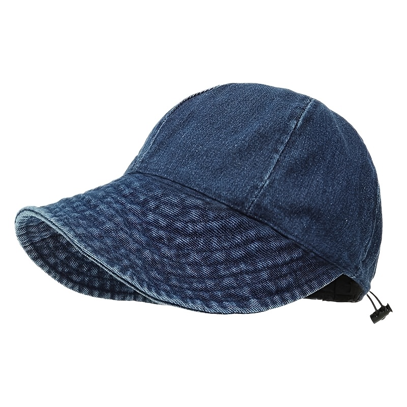 TEMU 1pc New Retro Adjustable Sun Hat, Women's Spring Summer Large Head Size Wide Brim Distressed Sunshade Hat, 1pc Washable Equestrian Hat, Suitable