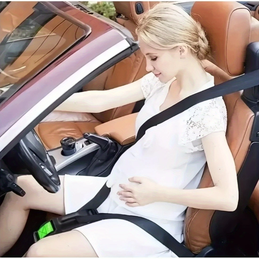 adjustable car safety belt positioner comfortable back support for women mothers large belly durable abs material mixed colors car seat accessories adjustable design breathable fabric car seat belt cushion details 1