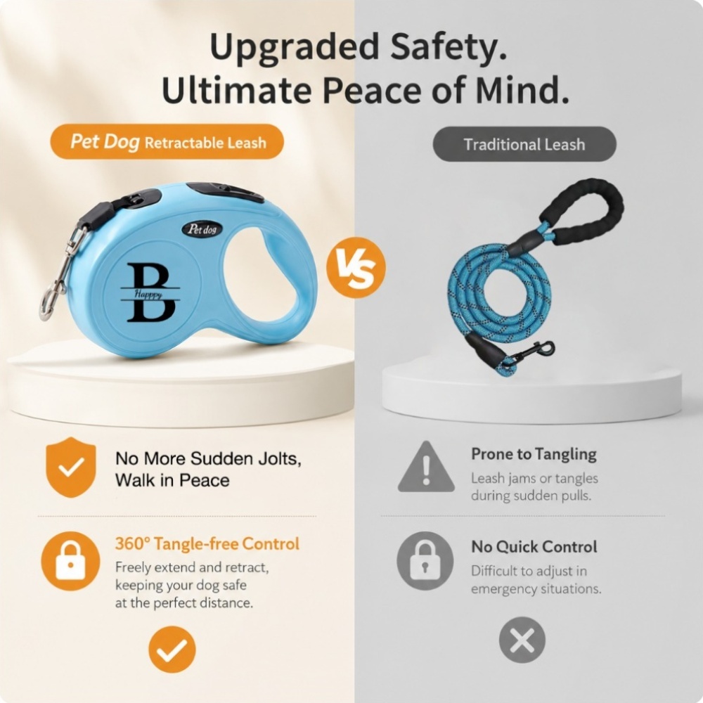 Retractable Dog Leash with Custom Letter Design