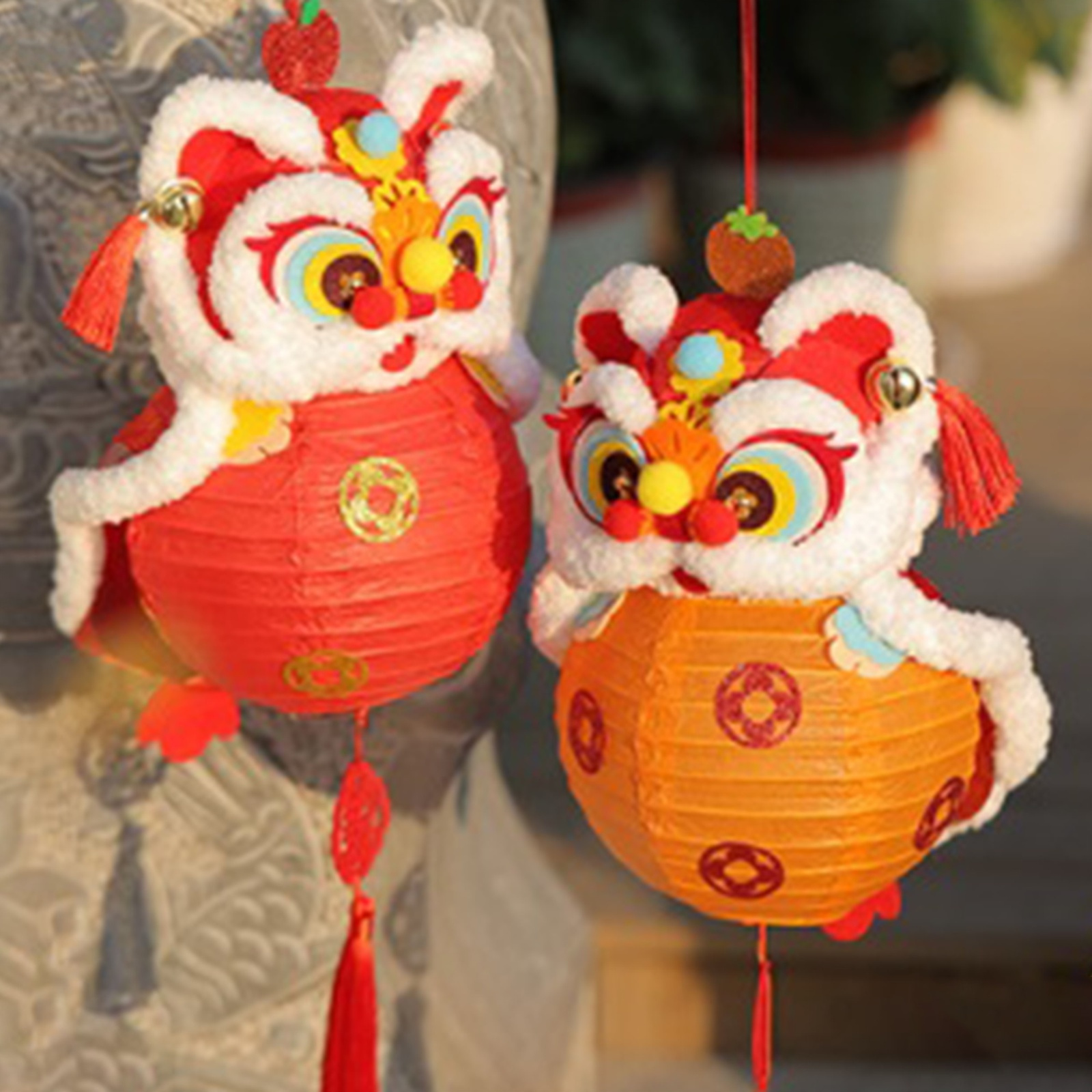 Chinese New Year DIY Lion Dance Lantern Kit – Paper Lantern Making Set For Spring Festival, Lunar New Year Home & Party Decoration