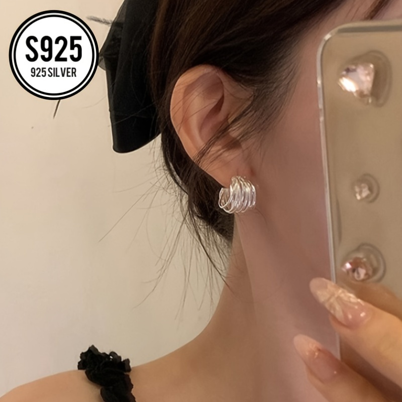 Hypoallergenic Semi Circular C Stud Earrings Mother's Gift