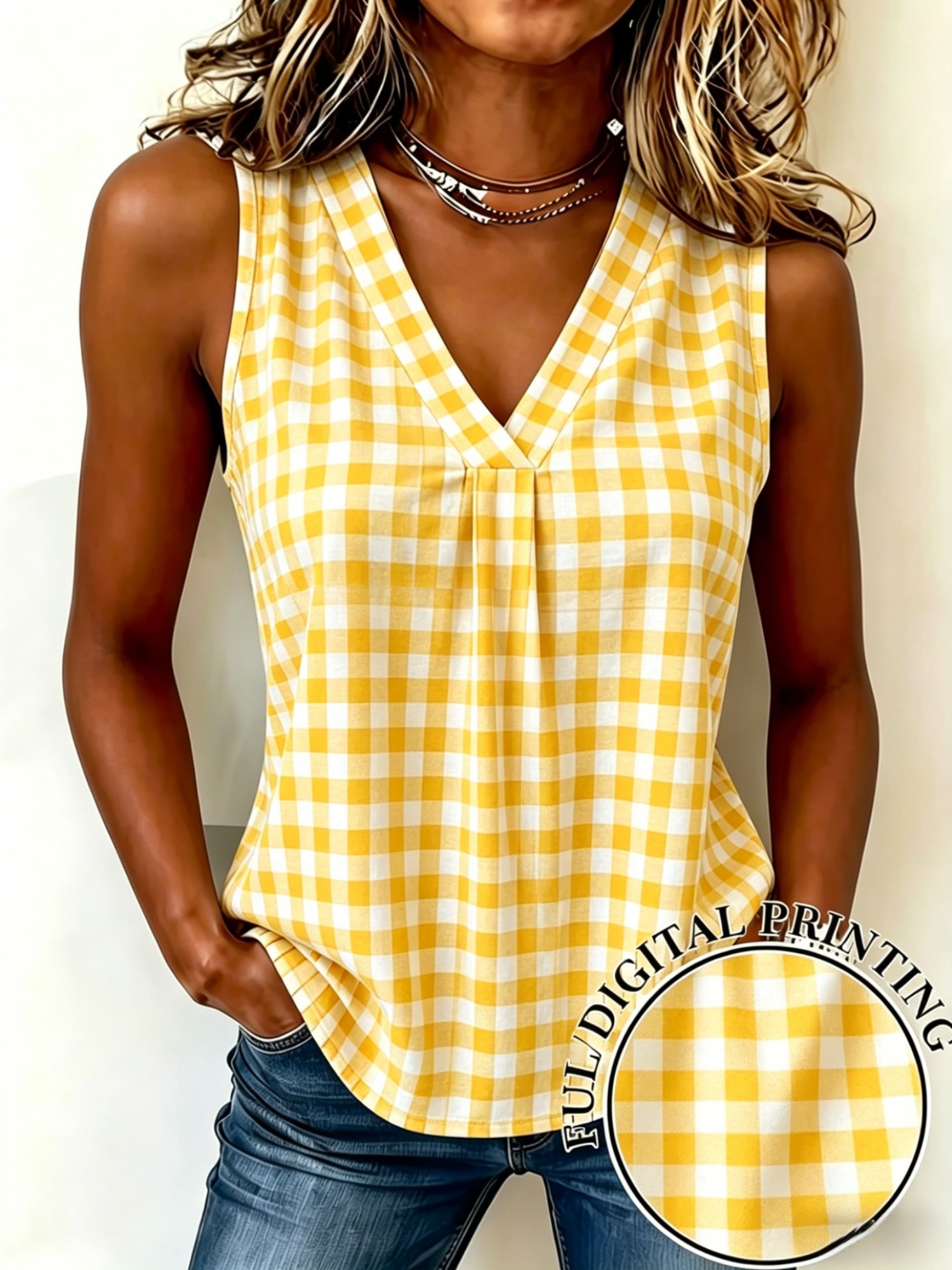 womens v neck sleeveless tank top casual loose fit pleated front blouse summer daily wear office outfit vacation casual top basic versatile cami shirt everyday wear spring summer fashion for women relaxed fit ladies sleeveless top