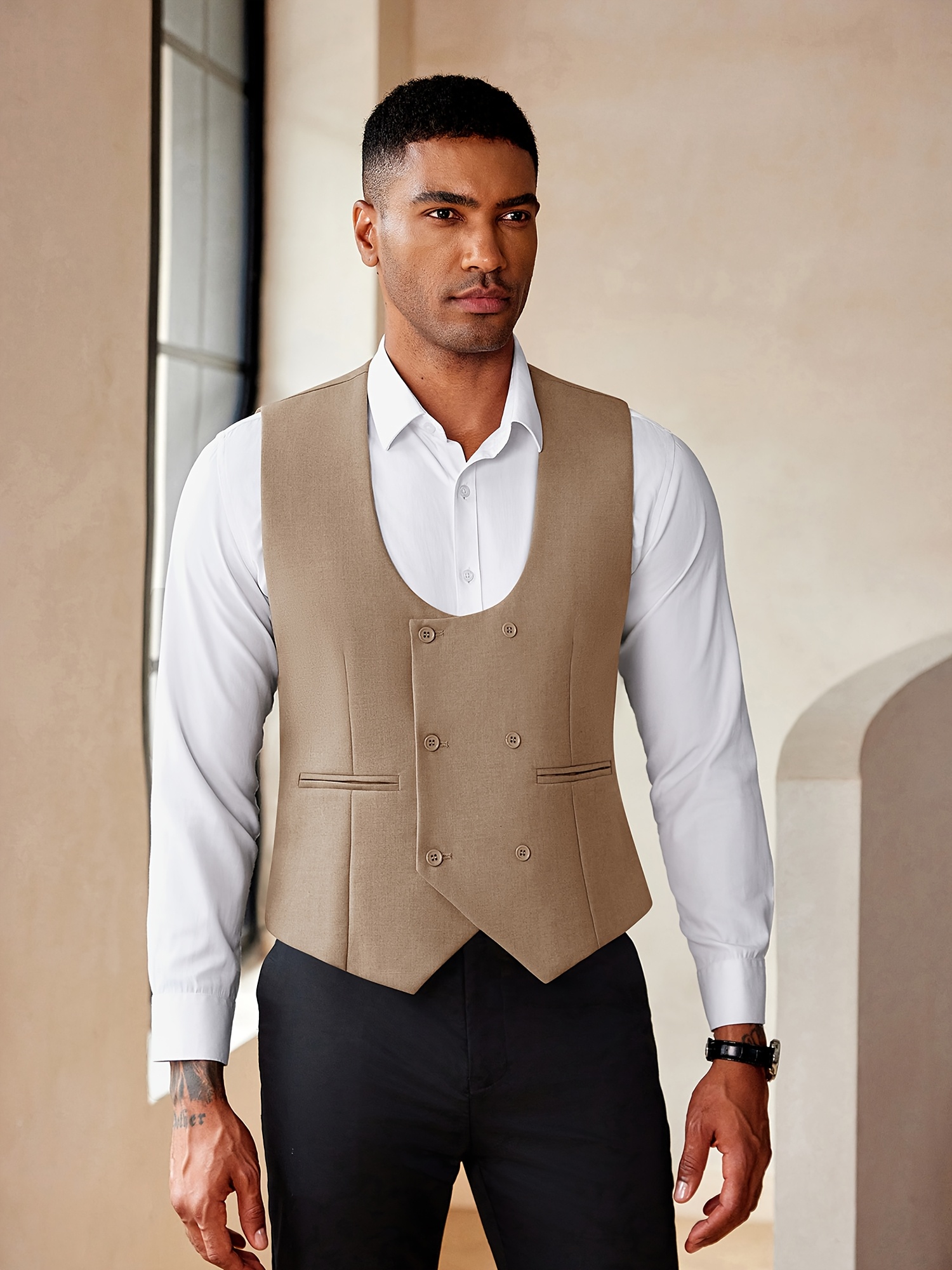 green emerald velvet dress Men's Metallic Printed Vest Red-Gold