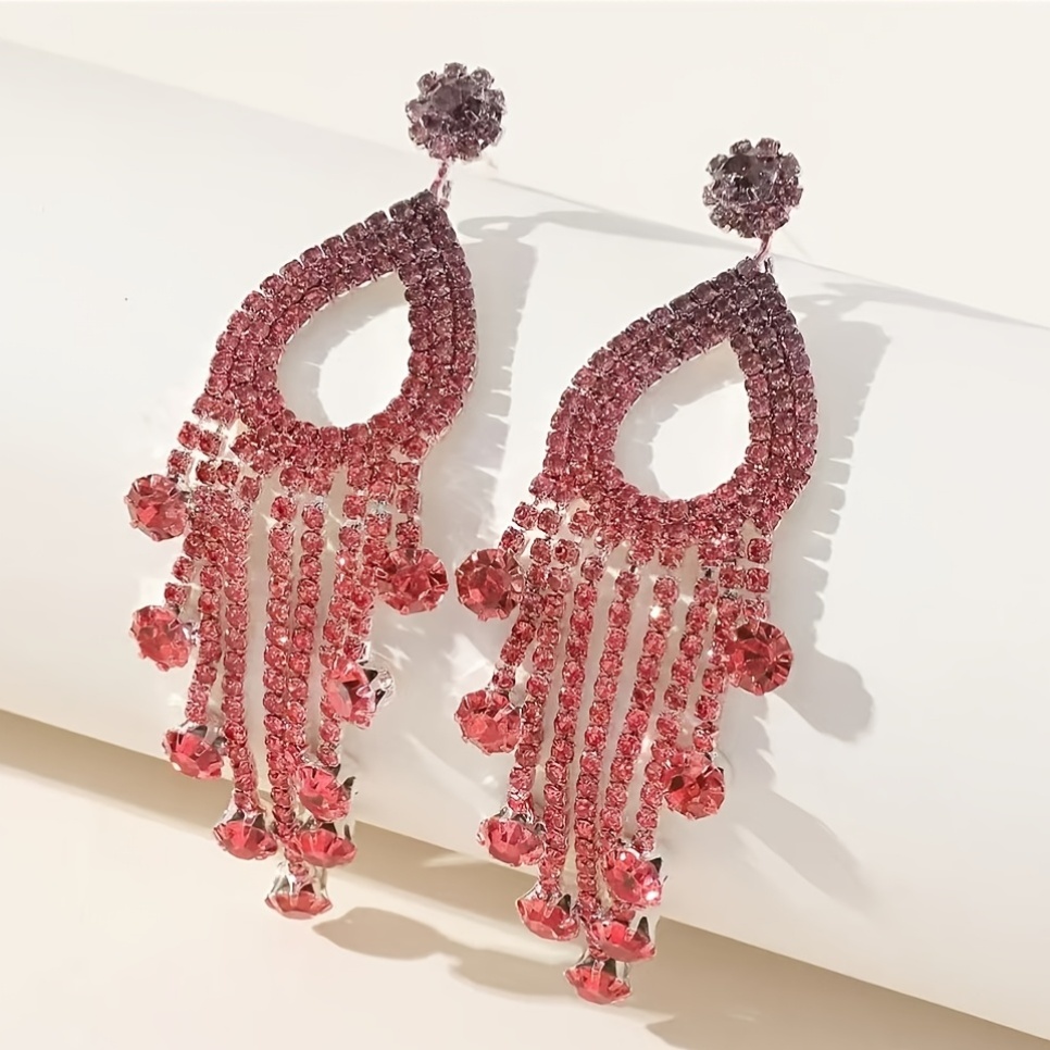 Long Tassel & Water Drop Outline Earrings, Fashion Statement