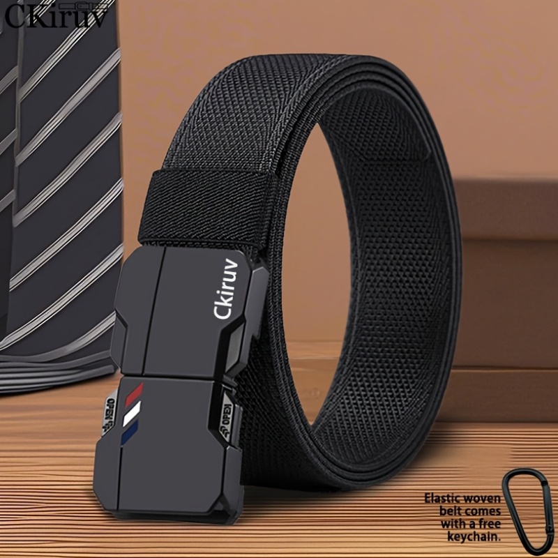 TEMU Men's Athletic Elastic Woven Belt, High-elastic Wear-resistant Woven Band, Equipped With Convenient Alloy Quick-release , Surface Decorated With