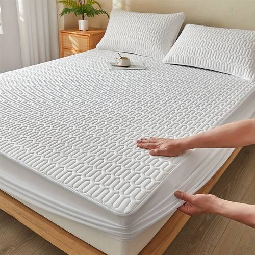 1pc waterproof mattress protector no pillowcase or pillow core ultra soft and comfortable breathable diagonal pattern laminated fitted sheet solid color mattress cover bag cover bed cover mattress cover protector for bedroom