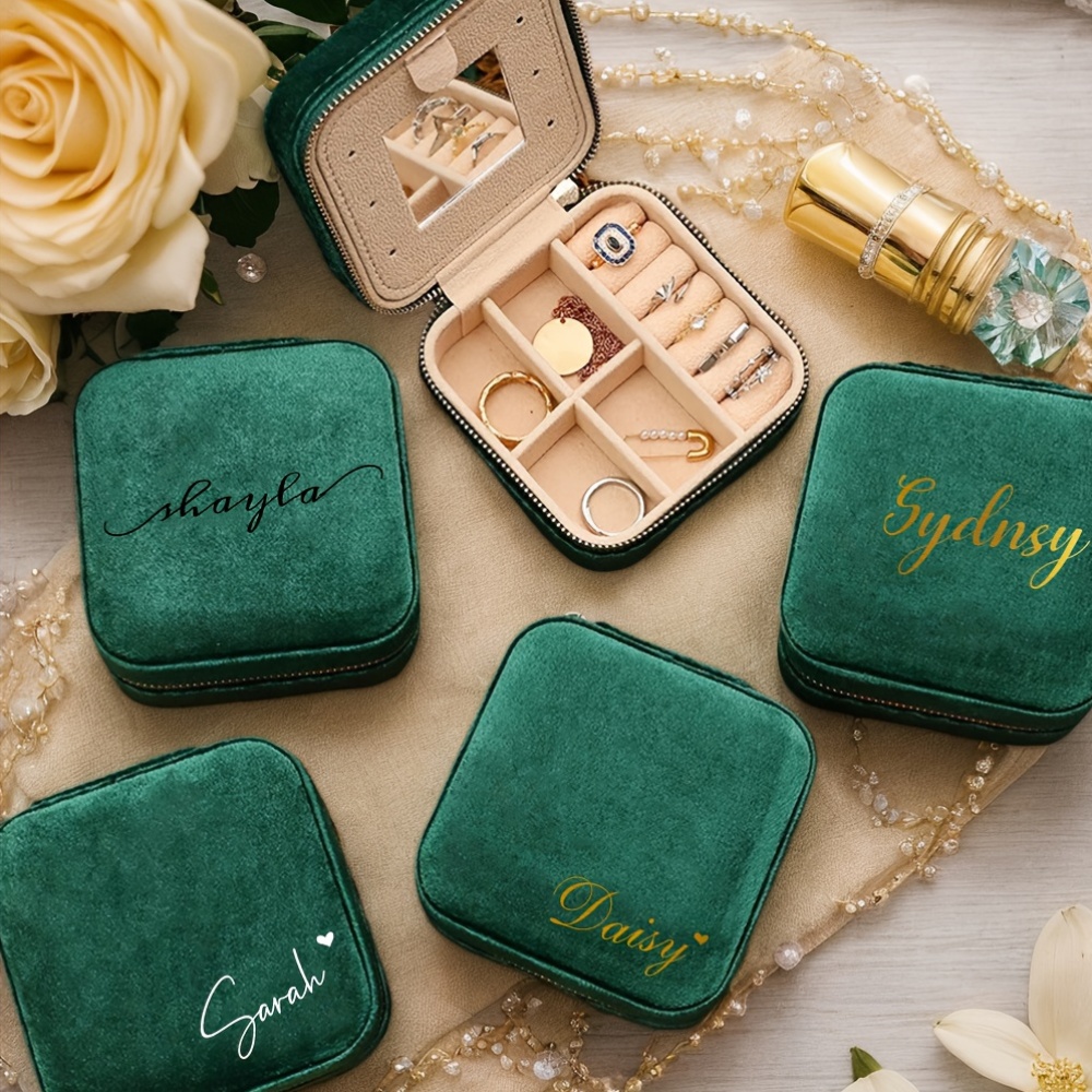 Personalized Velvet Jewelry Box with Mirror