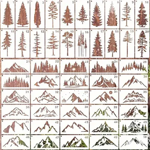 mountain stencils for painting on wood burning patterns pine tree stencils nature stencil christmas tree paint template on art craft canvas wall fabric mountain