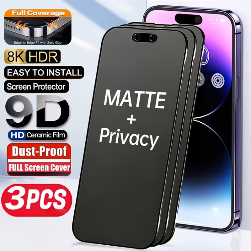 3 pack full coverage matte privacy screen protector compatible with for iphone 17 pro max 17e 17 air 17 pro 17 16 pro     plus 16e 16 15 pro max 15 pro 15 plus 15 14 13 12 11 x 8 7   etc