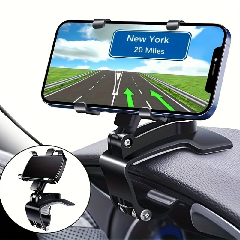 

1pc Universal Rotatable Dashboard Phone Holder, Waterproof Pc Material, Clip Mount For Iphone, Samsung, , Devices